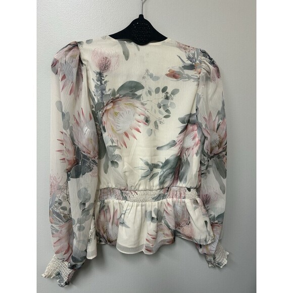 Vintage Express Y2K office siren White Ruffle Blouse Romantic Feminine Cottage S - Picture 3 of 5